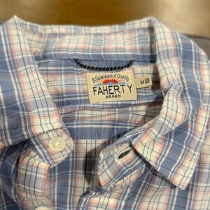 Faherty Light Blue and Pink Plaid Casual Shirt
